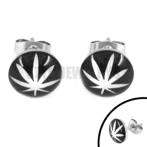 Enamel Tree Leaf Earring Body Piercing Stainless Steel Jewelry Trendy Motor Biker Women Studs SJE370115A | Украшения и аксессуары