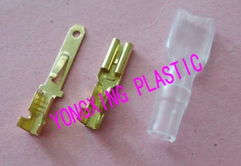 

400piece/lot motorcycle termial kits 2.8 male and female insulated terminal brass color block sleeves