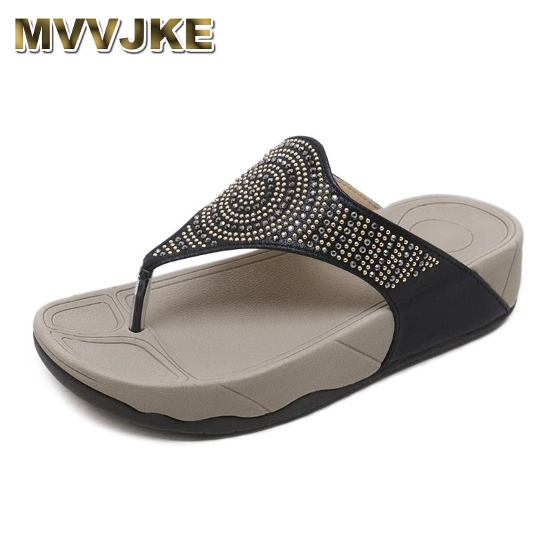 

MVVJKE Summer new slopes and cool slippers Thick bottomed muffin and outdoors wearing a trifle slipper Water drill sandals