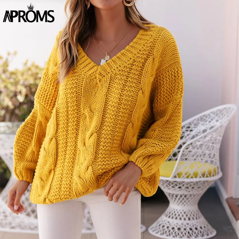 

Aproms Elegant Twist Knitted Women Pullovers Sweaters Casual Long Sleeve Streetwear Jumper Autumn Winter Female Sweater Pull Top
