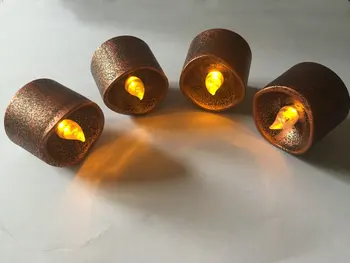 

200pcs Battery Operated wavy edge Votive tea light Flameless Led Candle Flickering Xmas Christmas Halloween table Decor-Yellow