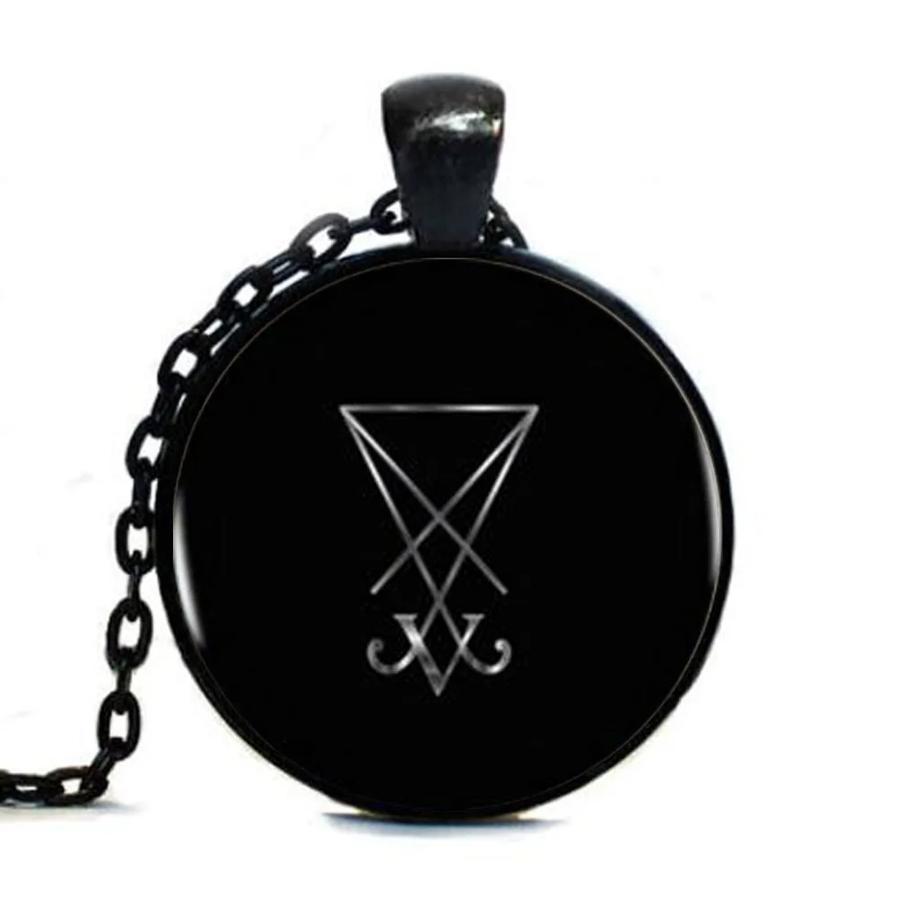 

Glass Dome Bronze Sigil of Lucifer Art Picture Vintage Tag Statement Tag Cheap Jewelry Collar Colgante Small Gift