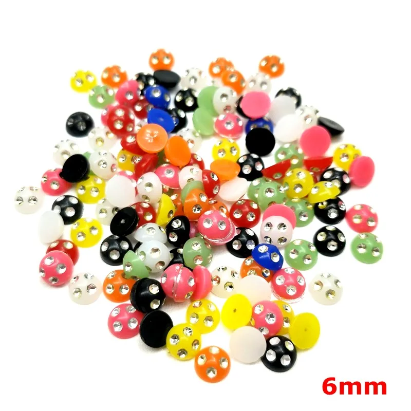 HL 50/100/200pcs 6/8/10mm Mixed Decoration Handicrafts Resin With Rhinestones Scrapbook DIY Accessories Flatback Buttons - Цвет: 6mm 100pcs mix