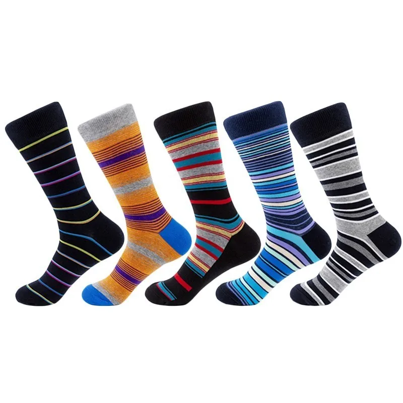 

PEONFLY Classic Colorful Striped Printed Socks Men Fashion Harajuku Combed Cotton Funny Socks Men Happy Socks For Business