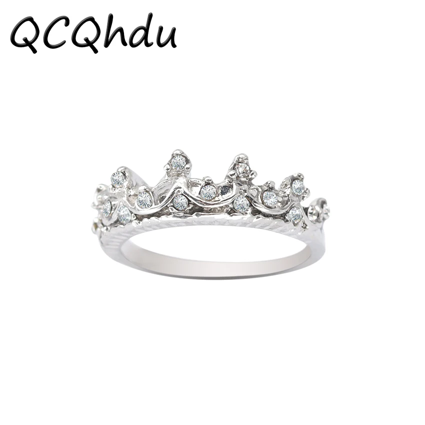 

1PC Queen Crown Rings Crystal Jewellery Lovers Rings Femme Bijoux Wedding Engagement Rings for Women Party Fashion Jewelry