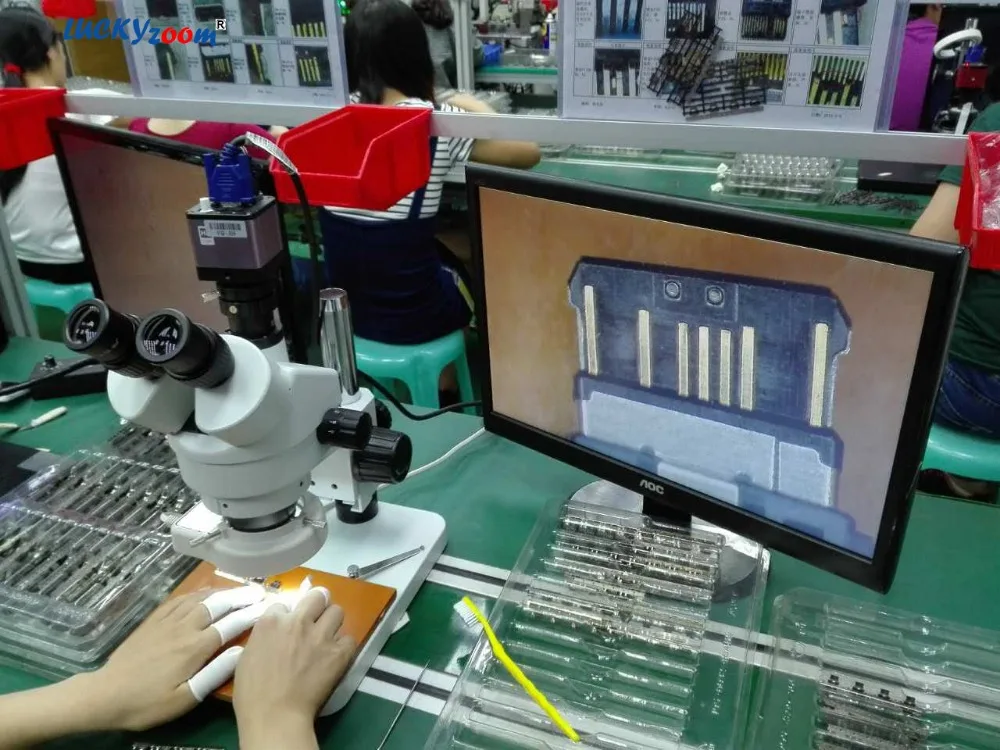 Lucky Zoom 7X-45X Heavy Metal Solid Stand Trinocular Stereo Microscope For PCB Inspection Industria
