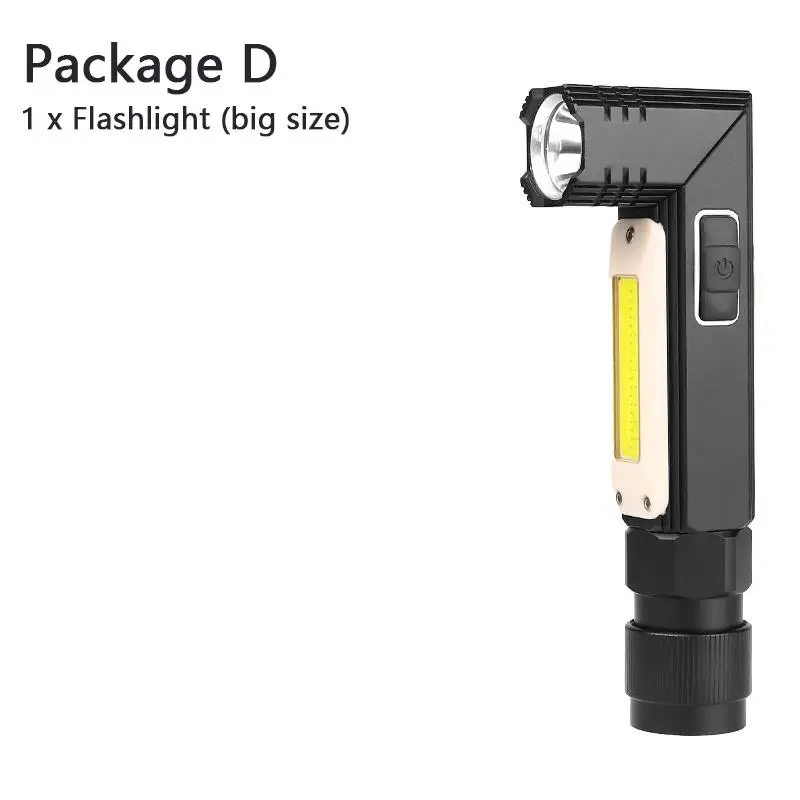 XP-G3 светодиодный налобный фонарь USB зарядка COB Встроенный аккумулятор магнитная головка лампа фонарик 2-в-1 для кемпинга гаражный инструмент рыбалка - Испускаемый цвет: Big Flashlight D