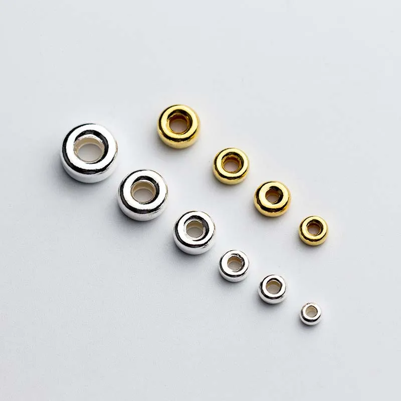 silver flat beads