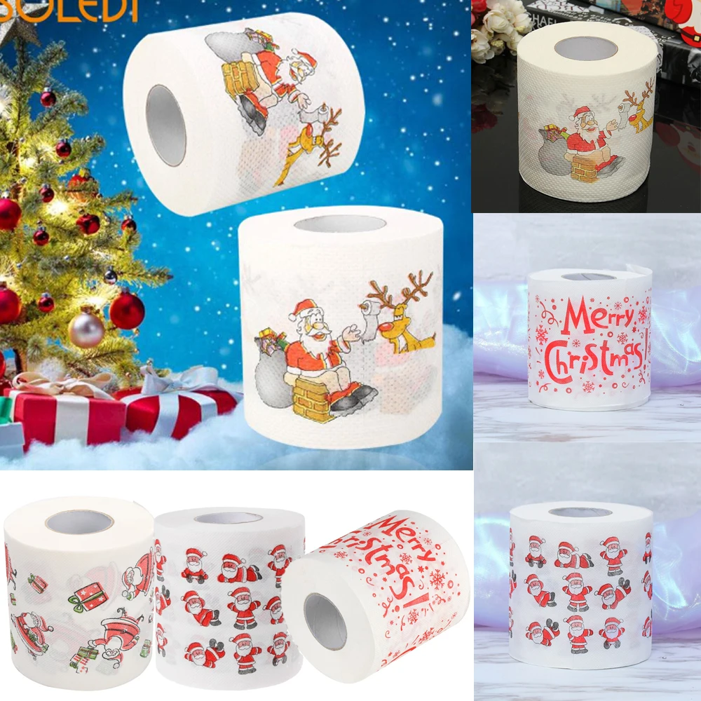 Рождественские товары, печатная туалетная бумага, Санта Клаус, олень, гостиная, туалетный рулон бумажных салфеток, Рождественский Декор для дома
