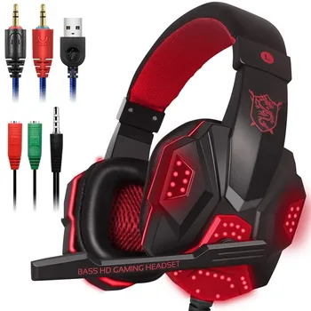 

LED Lights Gaming Headset for PS4 PC Xbox one Stereo Surround Sound Noise Cancelling Wired Gamer Headphones With Mic auriculares