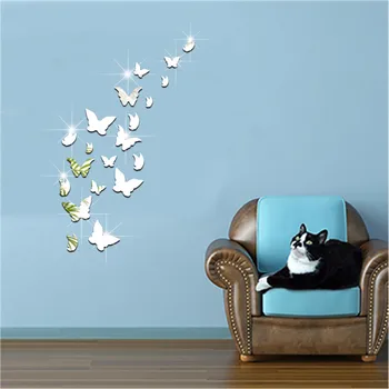 

20pcs/set Removable 3D Mirror Butterfly Wall Stickers Decal Wall Art Party Wedding Decor Home Decoration Wall Sticker