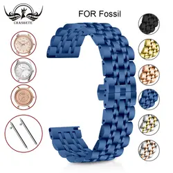 Нержавеющая сталь часы ремешок для Fossil 20 мм 22 Quick Release + бабочка buckleMetal ремень петли на запястье браслет черный, серебристый цвет