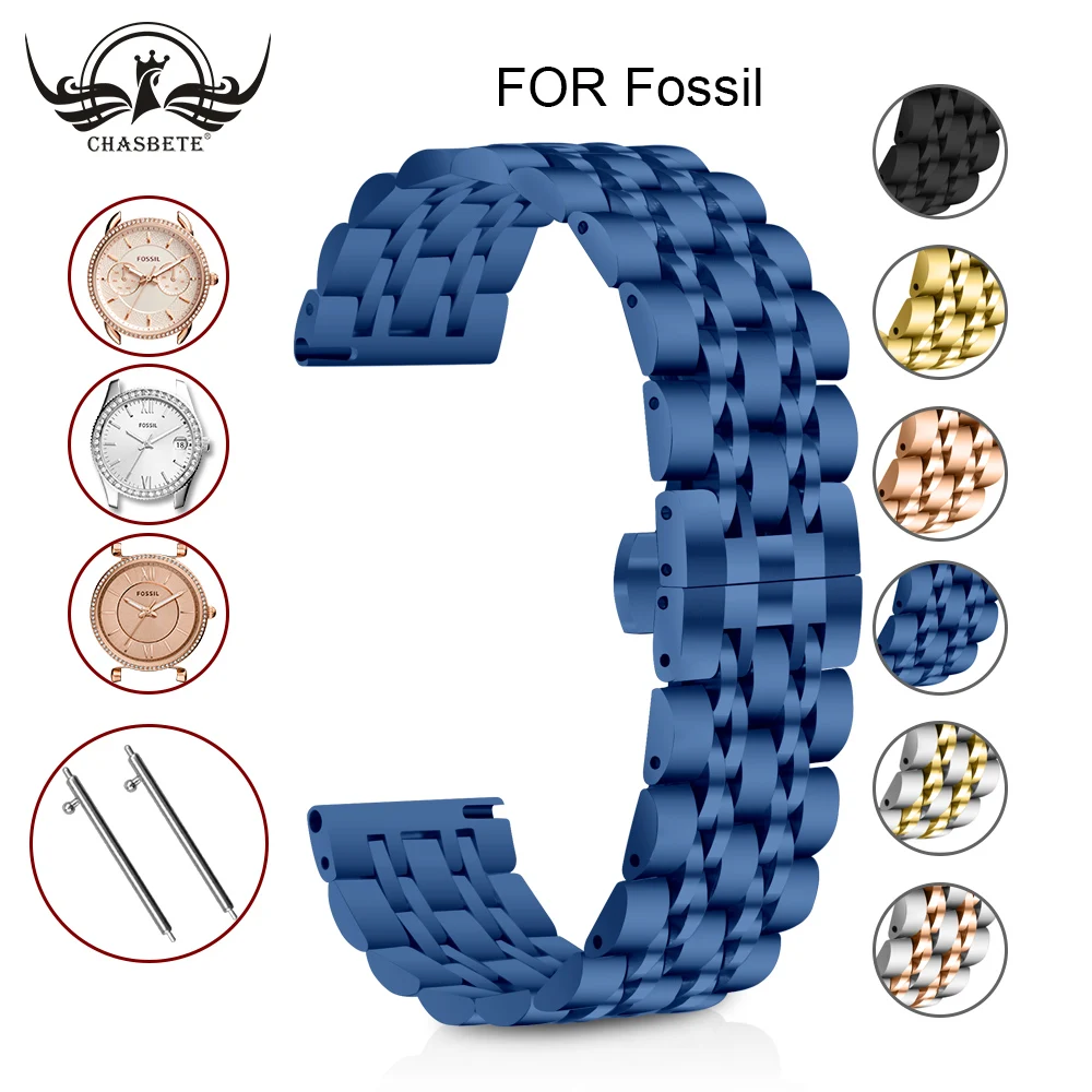 Ремешок из нержавеющей стали для часов Fossil 20 мм 22 быстросъемный металлический