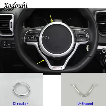 

Car detector stick styling ABS Chrome Steering wheel Interior Kit Trim lamp frame part hood for Kia Sportage KX5 2016 2017 2018