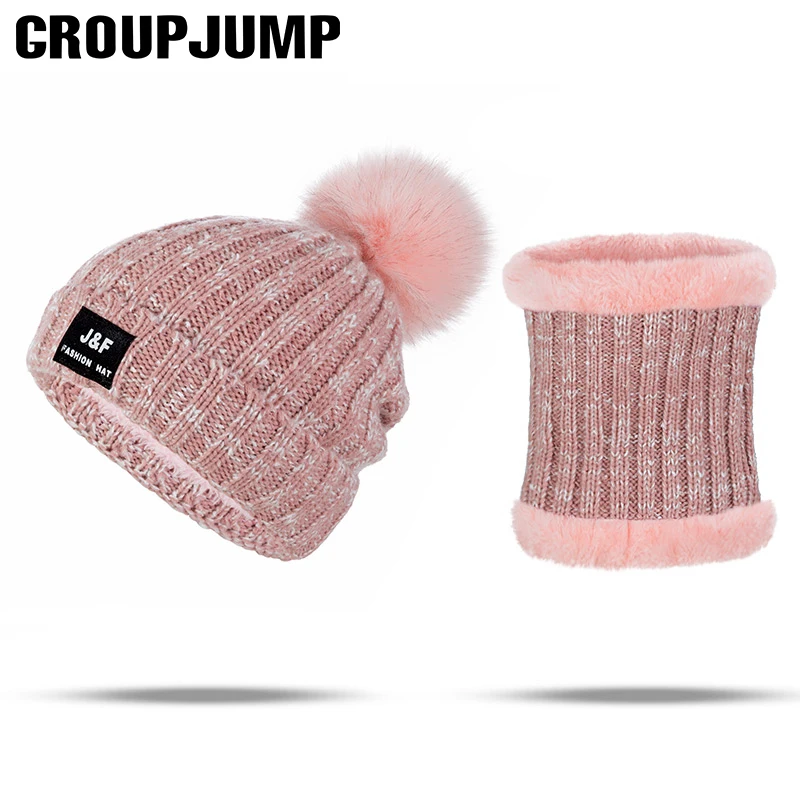 Fashion Knitted Winter Hat Scarf Set For Female Thick Cotton Scarf&Hat Women Gift Beanies And Scarves 2 Pieces/Set