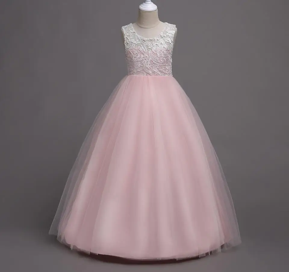 Новые Детские подростковые Детские Кружево сетчатые платья, Обувь для девочек принцессы для сцены платье 6 шт./партия