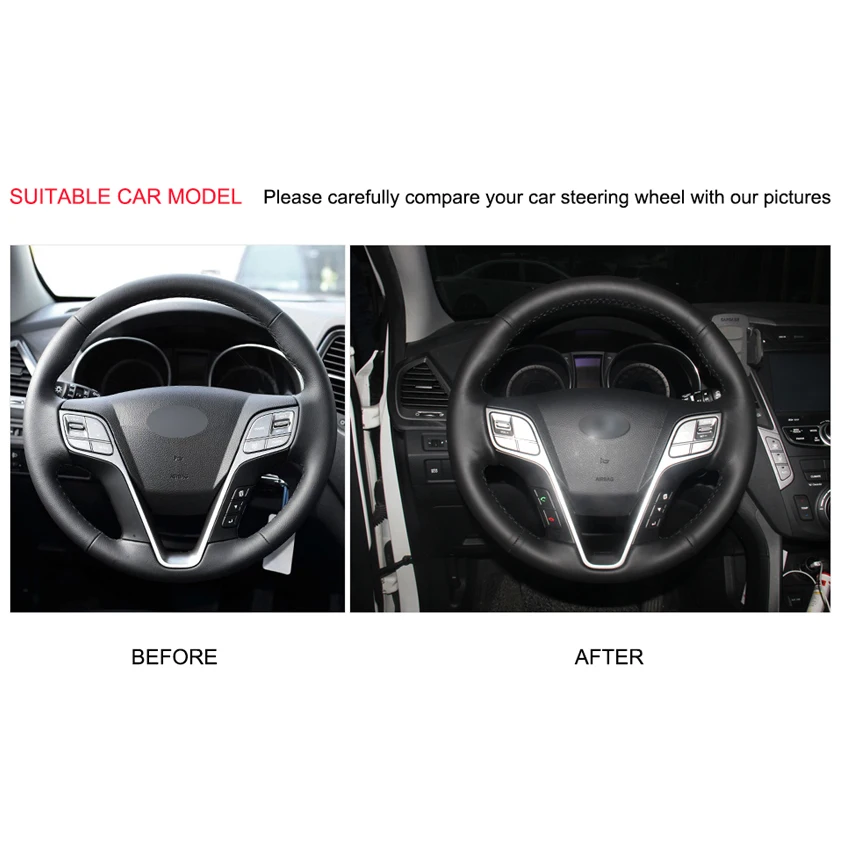 DIY черный PU Micro Fiber Кожаный чехол рулевого колеса автомобиля для Hyundai Santa Fe 2013 2018 ix45