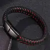Newest Men Trendy Bracelet Jewelry Black Red Mixed Weave Leather Bracelet Stainless Steel Magnetic Clasp Male Bangles SP0013 ► Photo 3/6