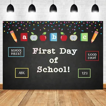 

NeoBack Welcome Back to School Backdrop Desk Clock Wooden Photography Background Party Banner Photography Backdrops