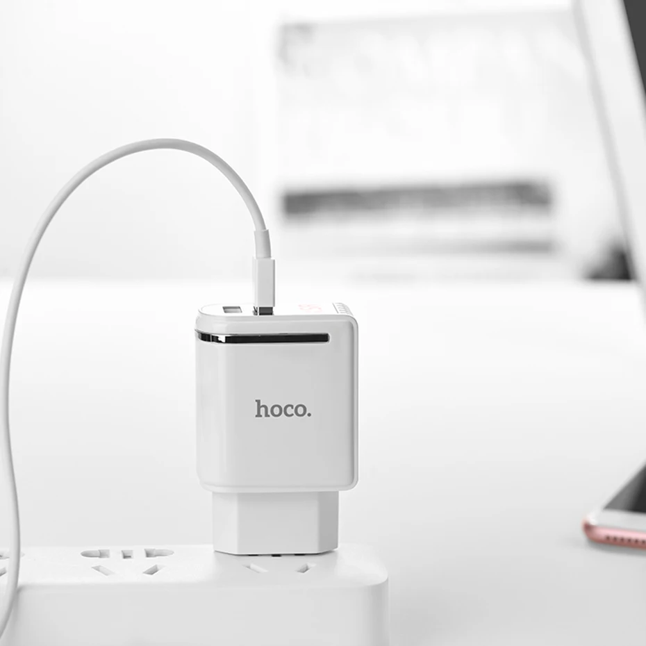 HOCO 5V 2.4A USB зарядное устройство для iPhone XS XR iPad EU Plug настенное зарядное устройство адаптер Светодиодный дисплей зарядное устройство для мобильного телефона для samsung Android