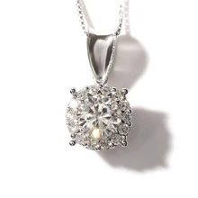 TransGems Solid 14 K 585 белый золотой центр 1 карат 6,5 мм F color Moissanite подвеска ореол с Moissanite Accent для женщин