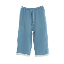 Летние женские брюки хлопок креп Шорты для сна Женские однотонные свободные укороченные брюки тонкие домашние повседневные пижамы брюки