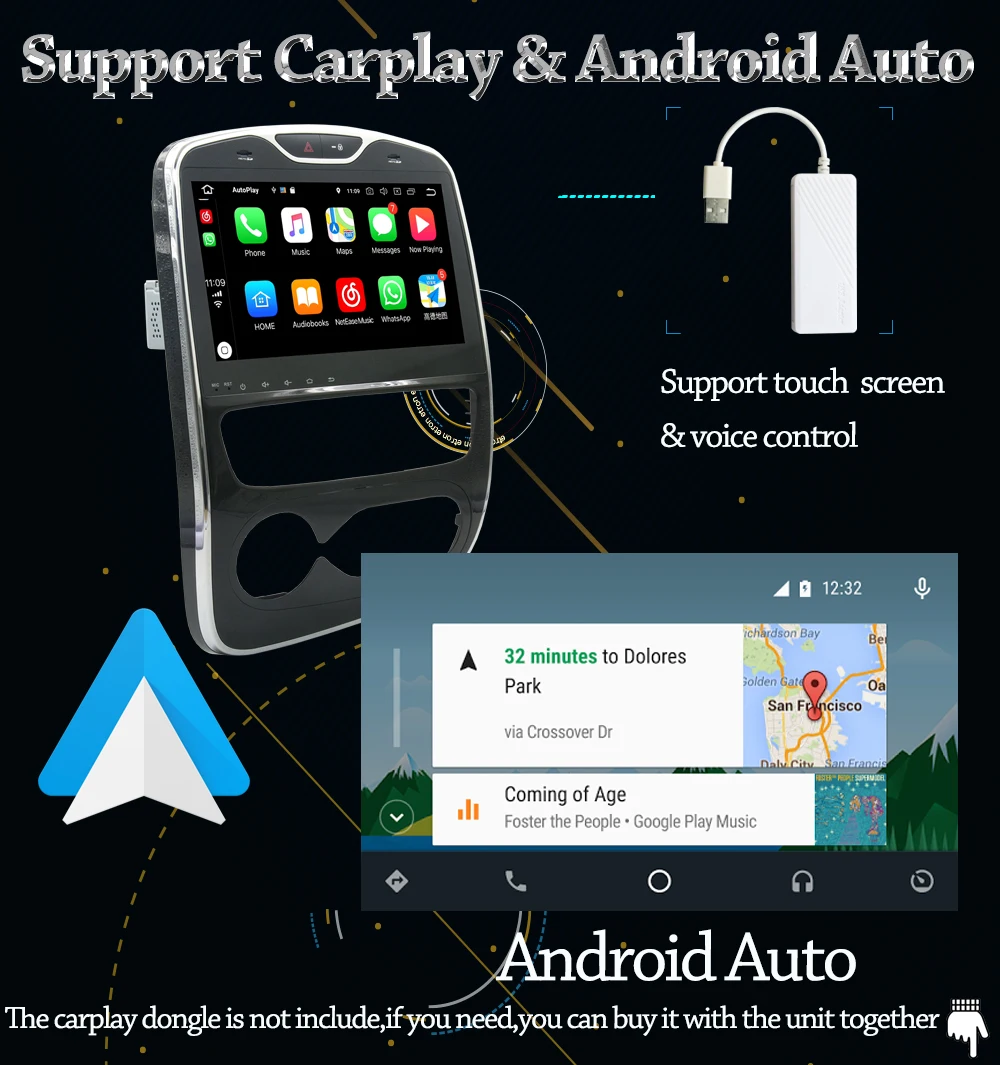 Cheap Owtosin Android 9.0 Car Radio Multimedia Video Player For Renault Clio 2016 2017 2018 Car GPS Navigation 4GB RAM 32GB ROM 12