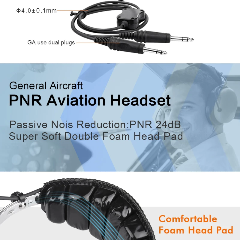 Авиационные наушники с шумоподавлением, наушники PNR Pilot Aviation, гарнитура для самолетов общего назначения