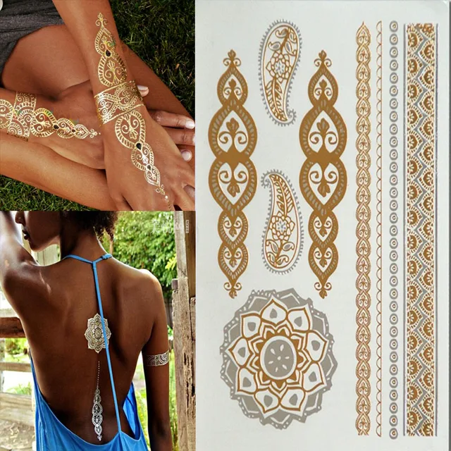 Hot Temporary Sex Products Necklace Bracelets Tattoo Metal Temporary Tattoo Women Flash Metalic Fake Gold Silver Tattoos Hot Temporary Sex Products Necklace Bracelets Tattoo Metal Temporary Tattoo Women Flash Metalic Fake Gold Silver Tattoos