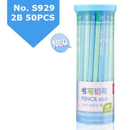 1 упаковка 50 шт Красивые цвета шестиугольный карандаш 2B HB стандартные деревянные карандаши для студентов Deli S928/S929 - Цвет: S929 2B 50pcs blue