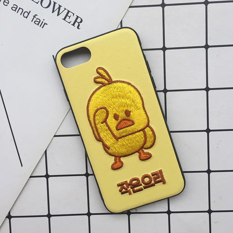 Cute Cartoon Phone Case For iphone X XS Max XR 3D Embroidery Teddy Husky Dogs Duck Pet Fabric Skin Cover For iPhone 6 S 7 8 Plus (9)