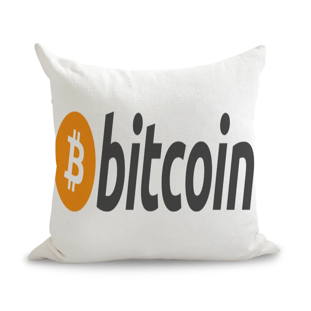 Blockchain криптовалюта значки логотипы Биткоин подушки льняной диван подушка для