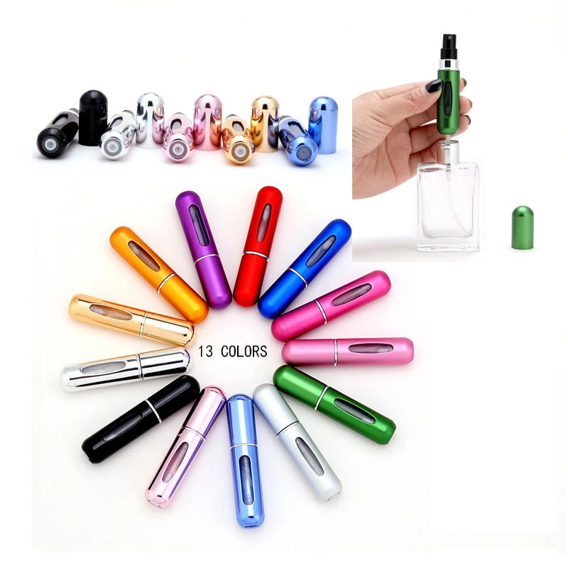 

5ml Portable Mini Aluminum Refillable Perfume Bottle With Spray Empty Cosmetic Containers With Atomizer For Traveler