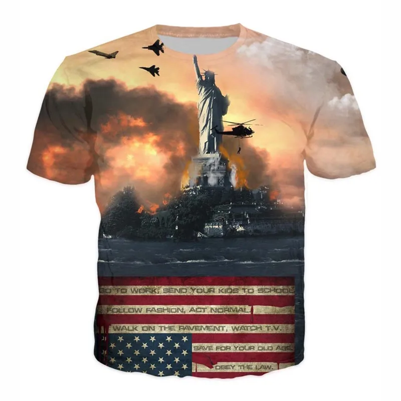 

Футболка в стиле ретро с изображением статуи Свободы, футболки в стиле Харадзюку для пожилых школьников, женский/мужской летний топ, уличная одежда, футболка в стиле хип-хоп с коротким рукавом, Прямая поставка