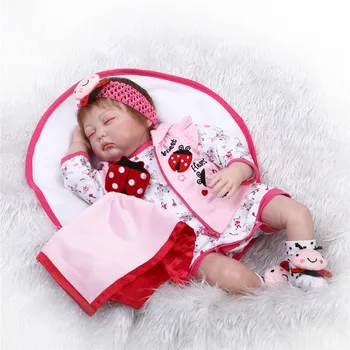 

NPK 2018 Hot Sale Newborn Doll Realistic Rooted Mohair Bebe Doll 22 Inch Soft Silicone Vinyl Baby Toy For Girl XMAS Gifts