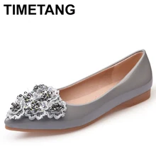TIMETANG Для женщин обувь из натуральной кожи с цветочным принтом плоский каблук туфли на высоком каблуке, с острым носком, большие размеры: 43-3 серый, черный цвет на мягкой подошве дышащая C340