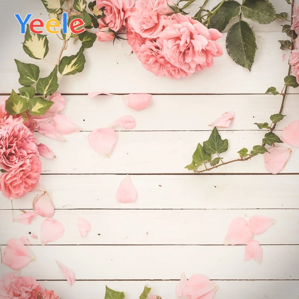 

Yeele Flowers Petal Wooden Boards Simple Backgroud Wall Scene Baby Photography Photographic Backdrop Doll Props For Photo Studio