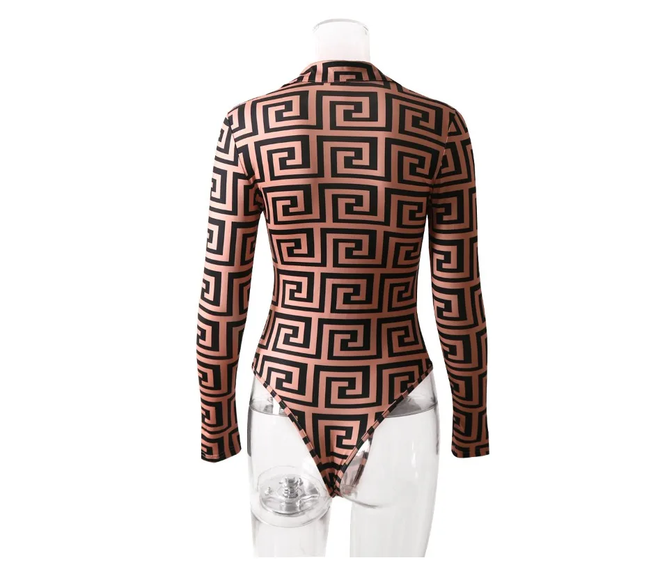 women jumpsuit sexy bodysuit mujer bodycon long sleeve club rompers palazzo print body suit  womens tops v neck streetwear 2020