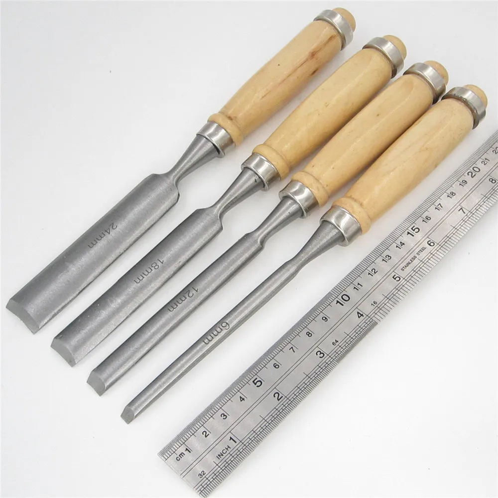 Sgorbie Legno Sgorbie Per Legno Strumenti Da Intaglio 4Pcs / Set In Legno  Intaglio Dello Scalpello Piatto Fai Da Te Lavorazione Del Legno Strumenti A