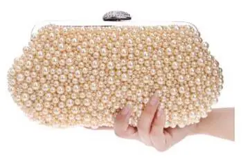 Yingmi бисером женские винтажные вечерние сумки имитация жемчуга shell формы женщин сумки на ремне, бриллианты клатч для свадьбы - Цвет: YM1064champagn