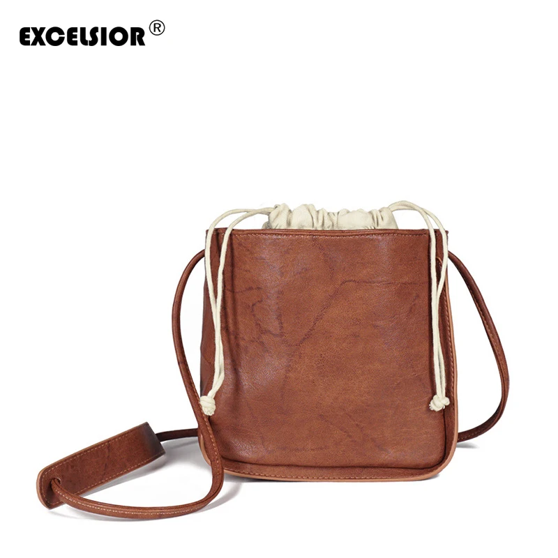 

EXCELSIOR New Women's Bucket Bag Fashion Handbag Weave Korean Version Shoulder Bag for Female Portable Crossbody Bag Beach Bags