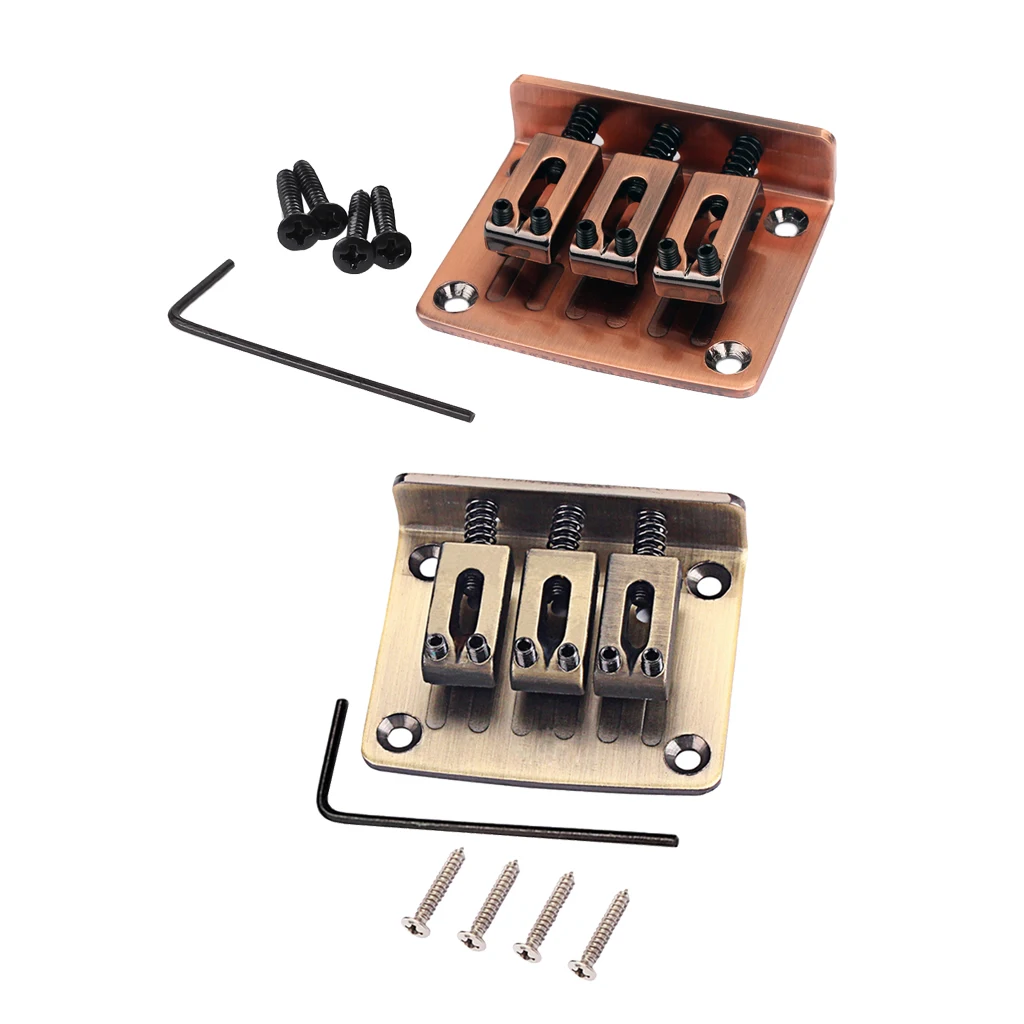 Adjustable 3 String Guitar Hardtail Bridge for Cigar Box Electric Guitar Replacement Accessories