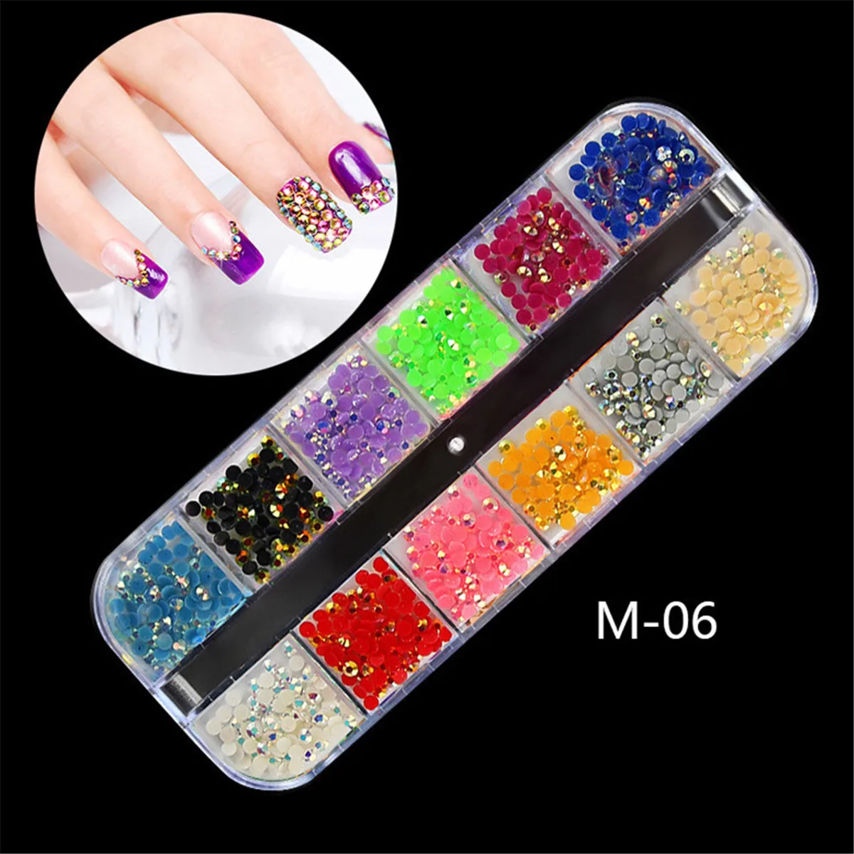 Nail AB Crystal 12 Colors Beads Resin Crystal Round Nail Art