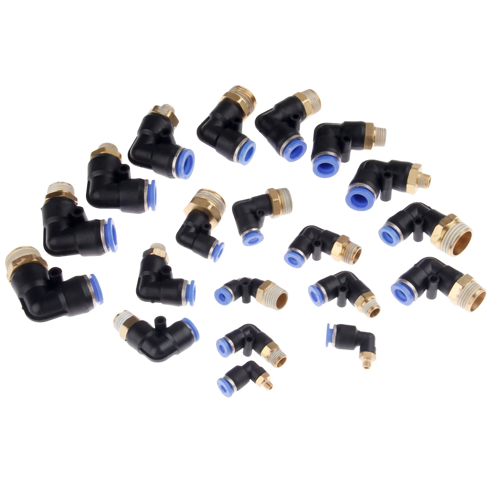

5Pcs/lot Pneumatic Fittings Elbow Quick Push In Connector Pipe Fitting M5" 1/8'' 1/4'' 3/8'' 1/2' Thread to 4/6/8/10/12mm Tube
