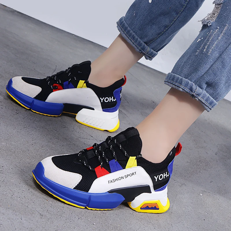 

Tangnest New Sports Sneakers Women Flat Platform Shoes 2019 Mesh Lace-up Mixed-colors Non-slip Casual Flats Ladies Shoes XWR118