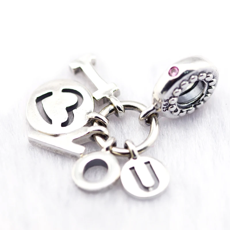 

Pandulaso I Love You Dangle Valentine's Day Woman Beads For Jewelry Making Fits 925 sterling silver jewelry Charms Bracelet
