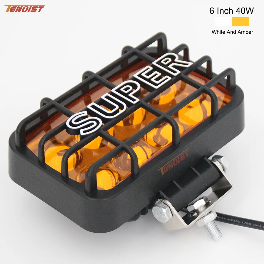 2PCS 6 4 Inch 40W White Amber Front Bumper Dome Head Fog Work Light With Cover