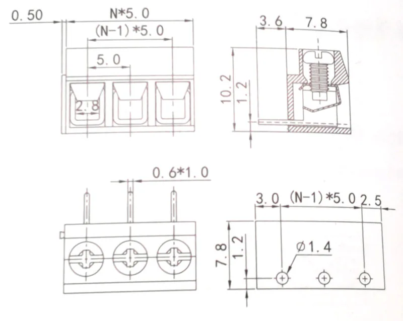 WJ126R 5mm pitch size