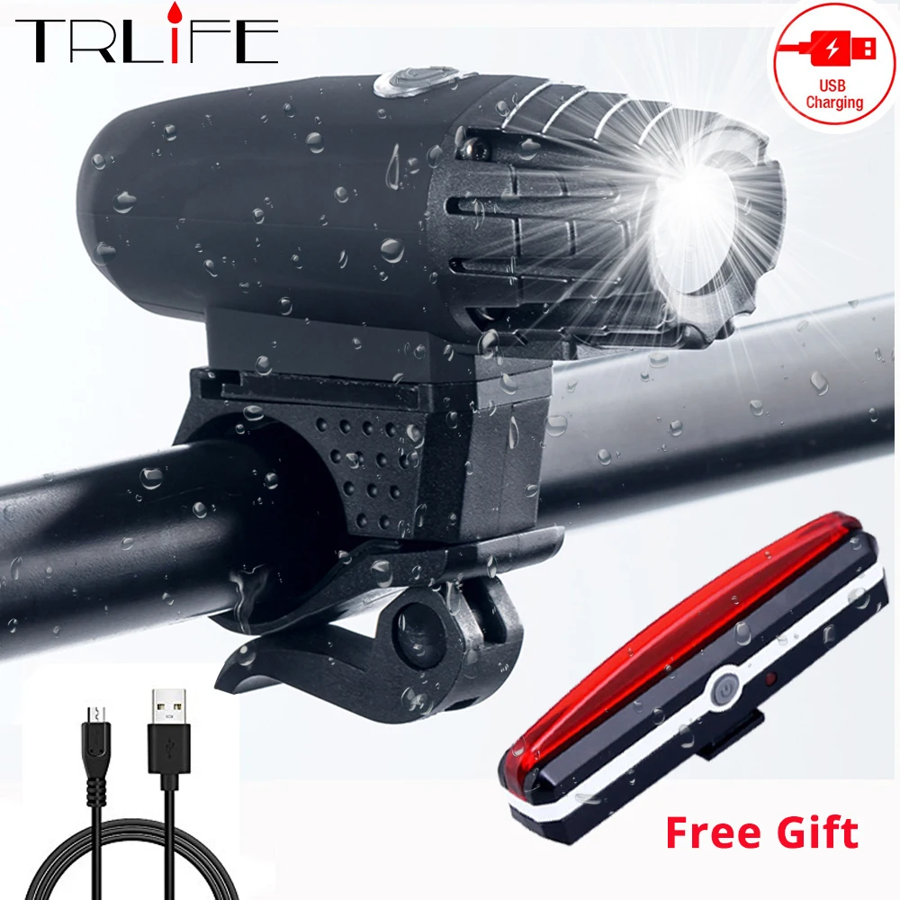 

USB Rechargeable Built-in 2400mAh Battery XPG Bike Light Bicycle Headlamp with Free taillight LED Front Ligh Bicycle accessories