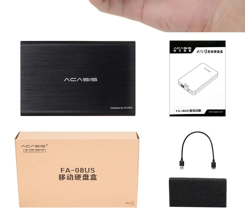Высокая скорость Acasis FA-08US 2,5 дюймов SSD корпус SATA to USB3.0 Механическая твердотельная коробка алюминиевый SATA HDD корпус